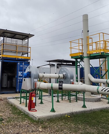The Multi Phase Extraction plant up and running at the Assemini site